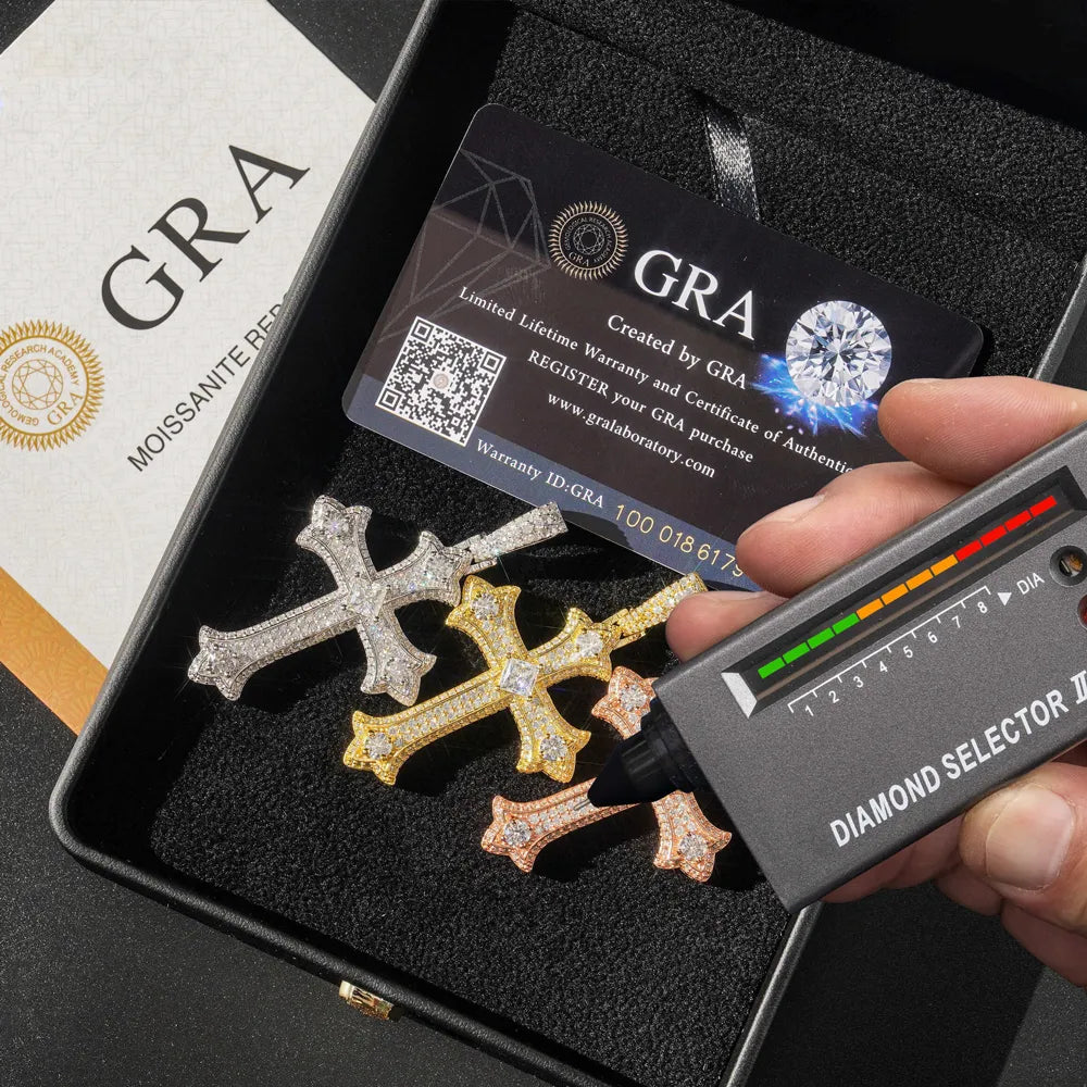 GL Iced Out Hip Hop Rapper Jewelry VVS Diamond Moissanite Cross Pendant