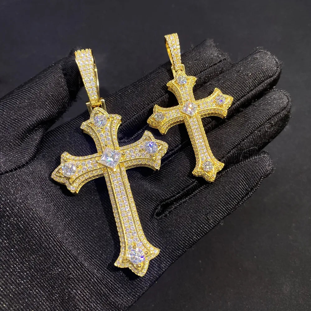 GL Iced Out Hip Hop Rapper Jewelry VVS Diamond Moissanite Cross Pendant