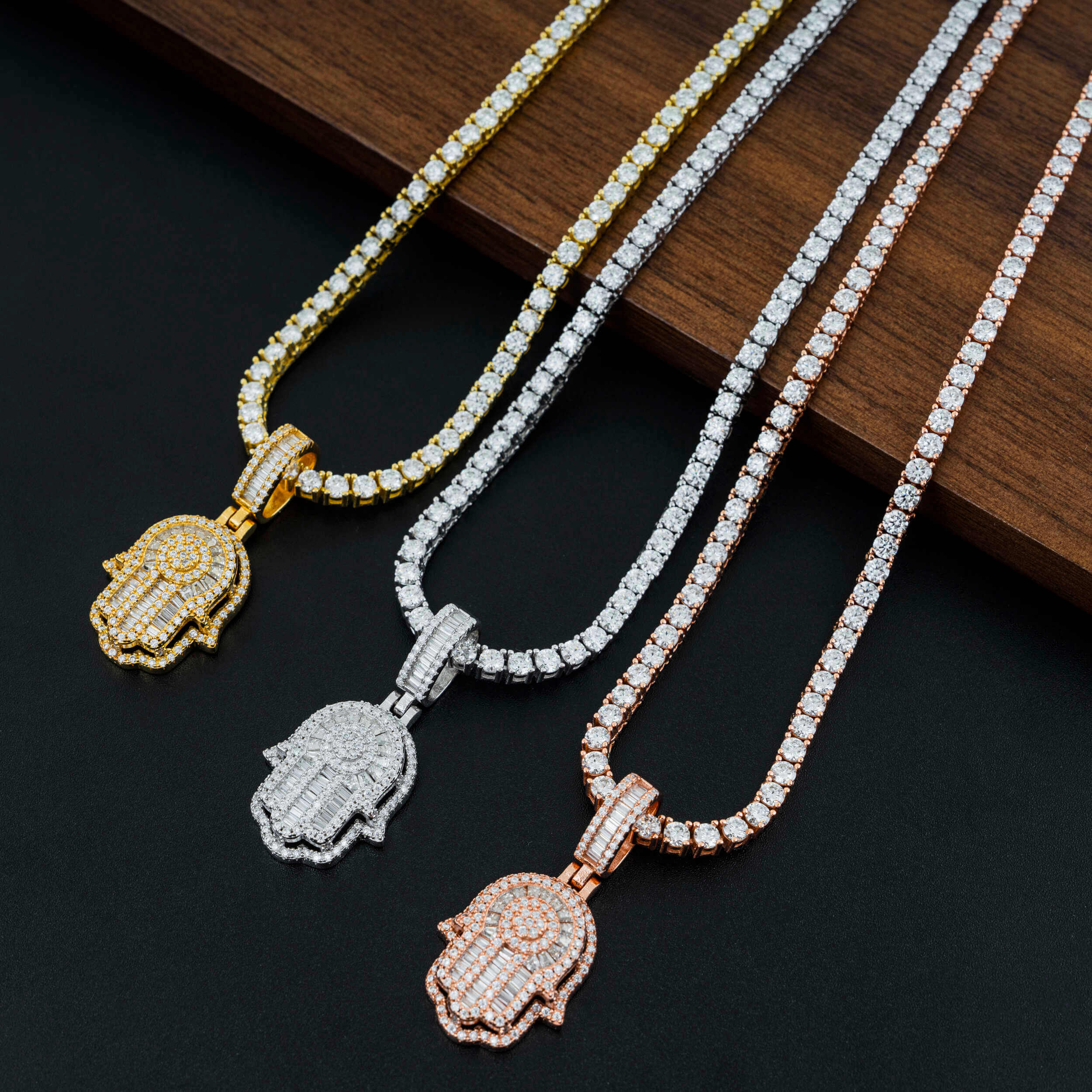 GL Hand of Fatima Hip Hop Jewelry VVS Diamond Pendant Secondary image