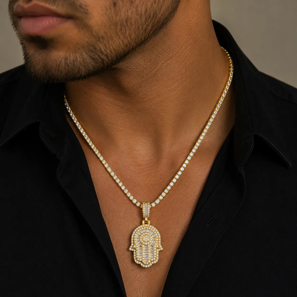 GL Hand of Fatima Hip Hop Jewelry VVS Diamond Pendant Main image