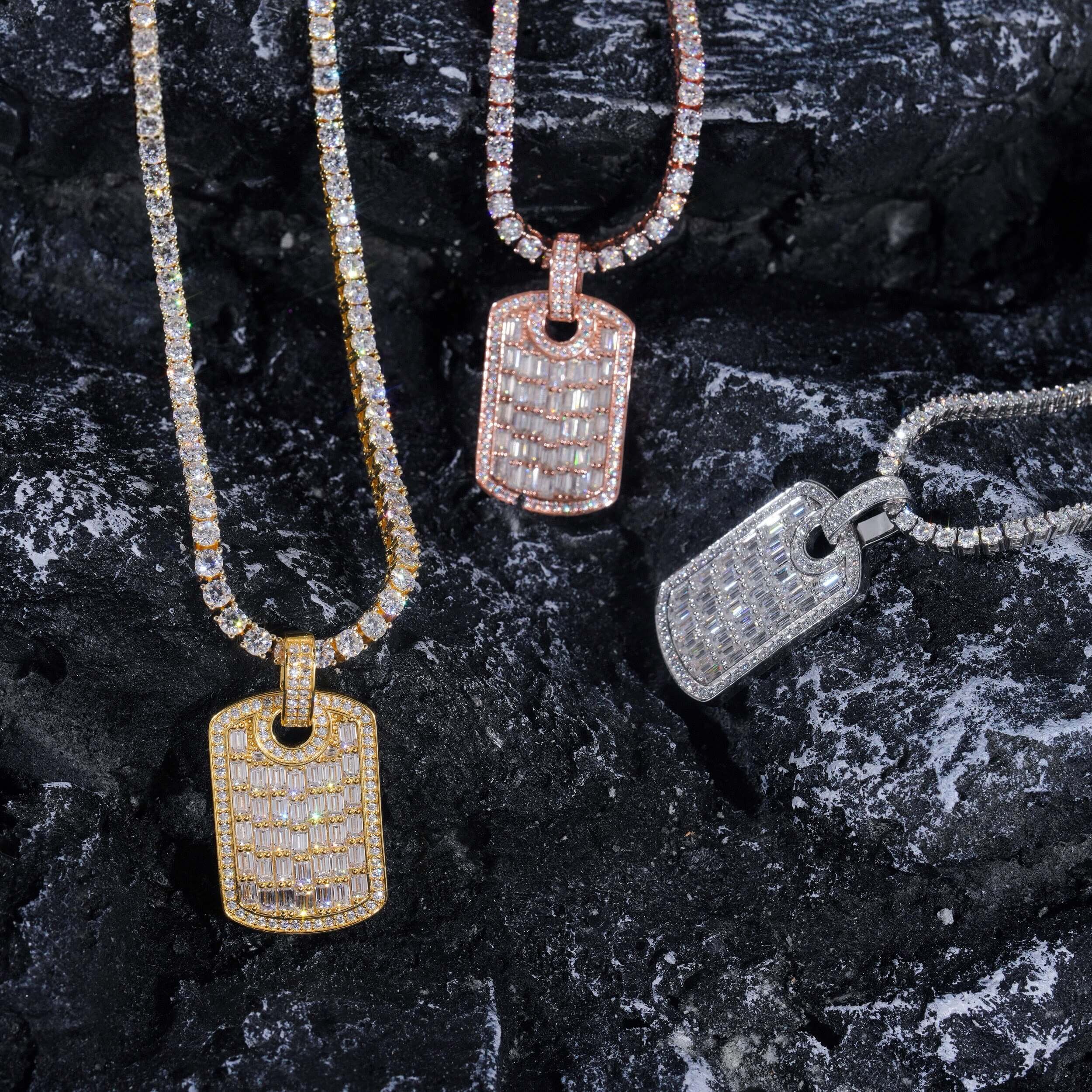 GL VVS Baguette Diamond Hip Hop Nameplate Pendant