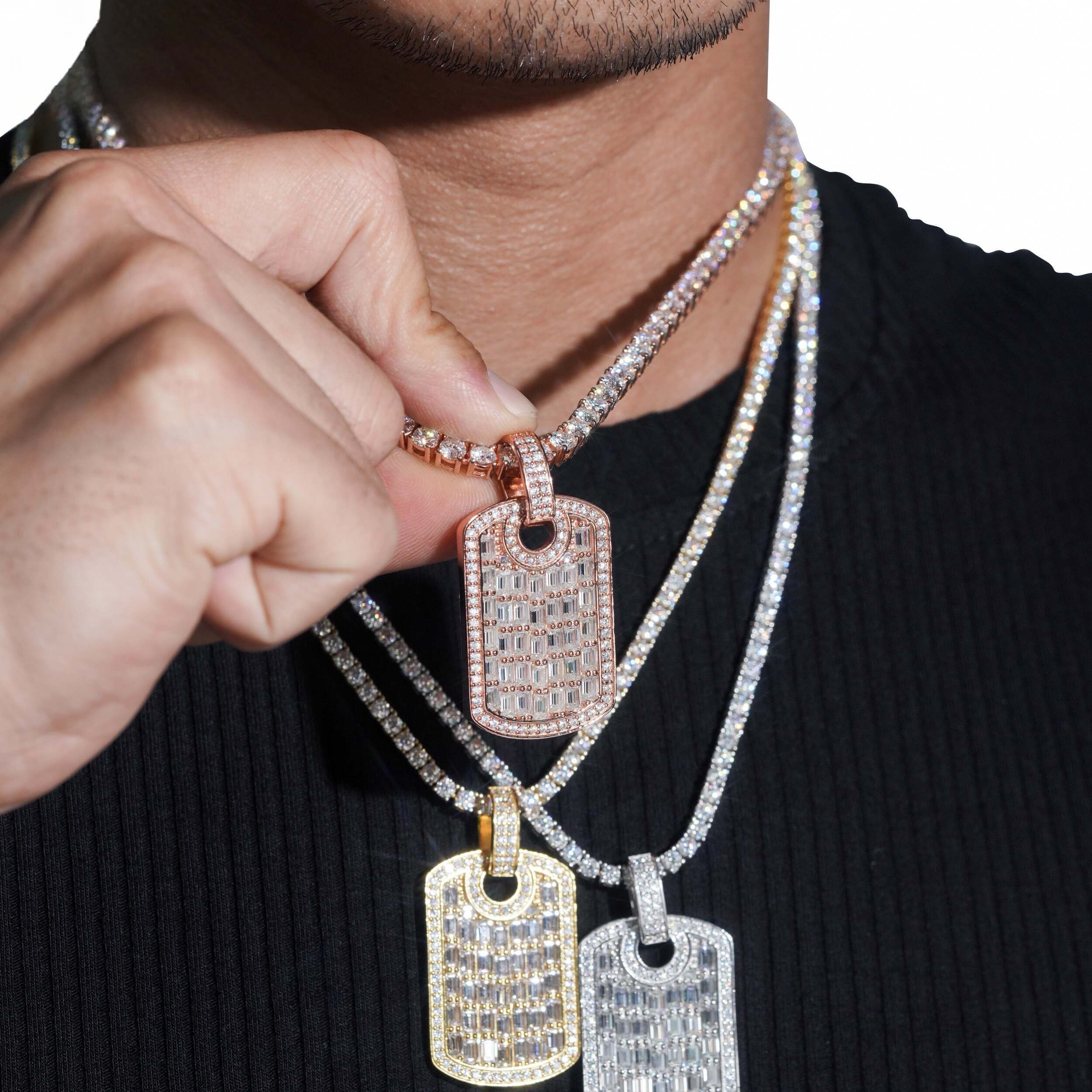 GL VVS Baguette Diamond Hip Hop Nameplate Pendant