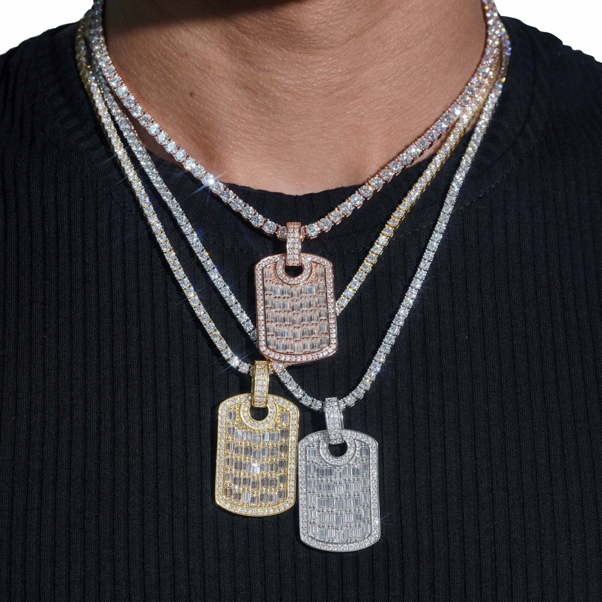 GL VVS Baguette Diamond Hip Hop Nameplate Pendant