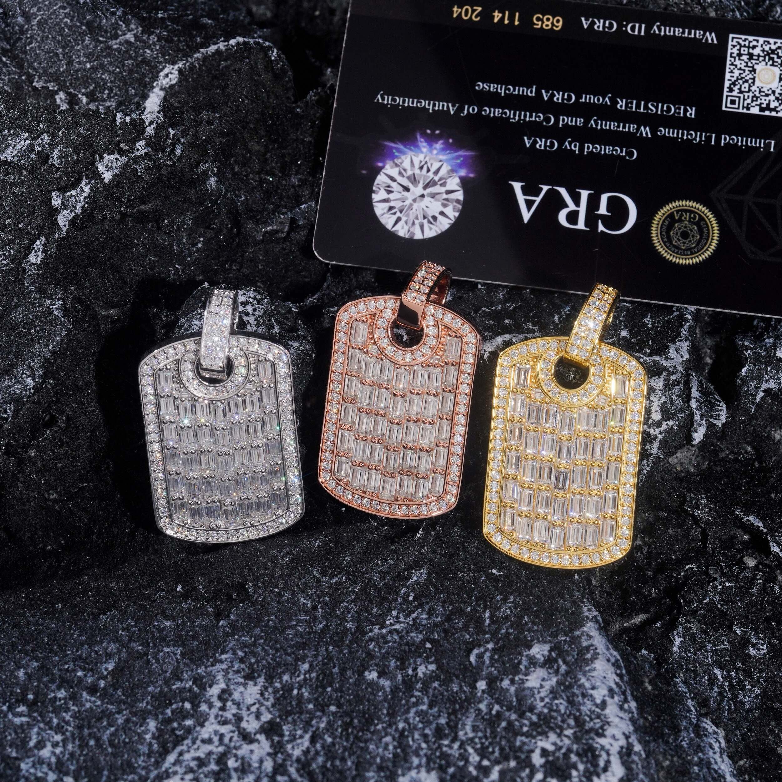 GL VVS Baguette Diamond Hip Hop Nameplate Pendant