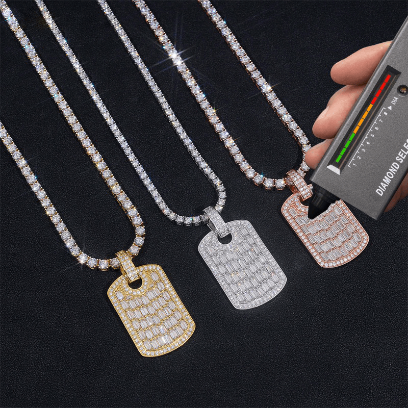 GL VVS Baguette Diamond Hip Hop Nameplate Pendant