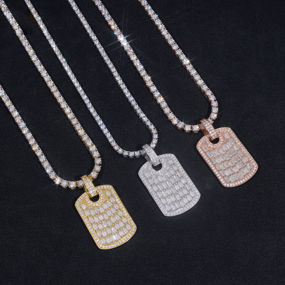 GL VVS Baguette Diamond Hip Hop Nameplate Pendant