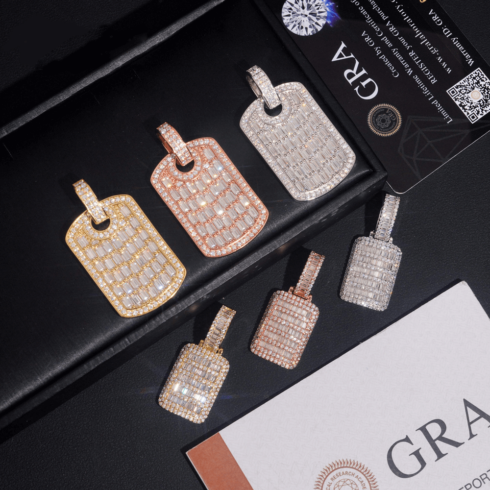 GL VVS Baguette Diamond Hip Hop Nameplate Pendant