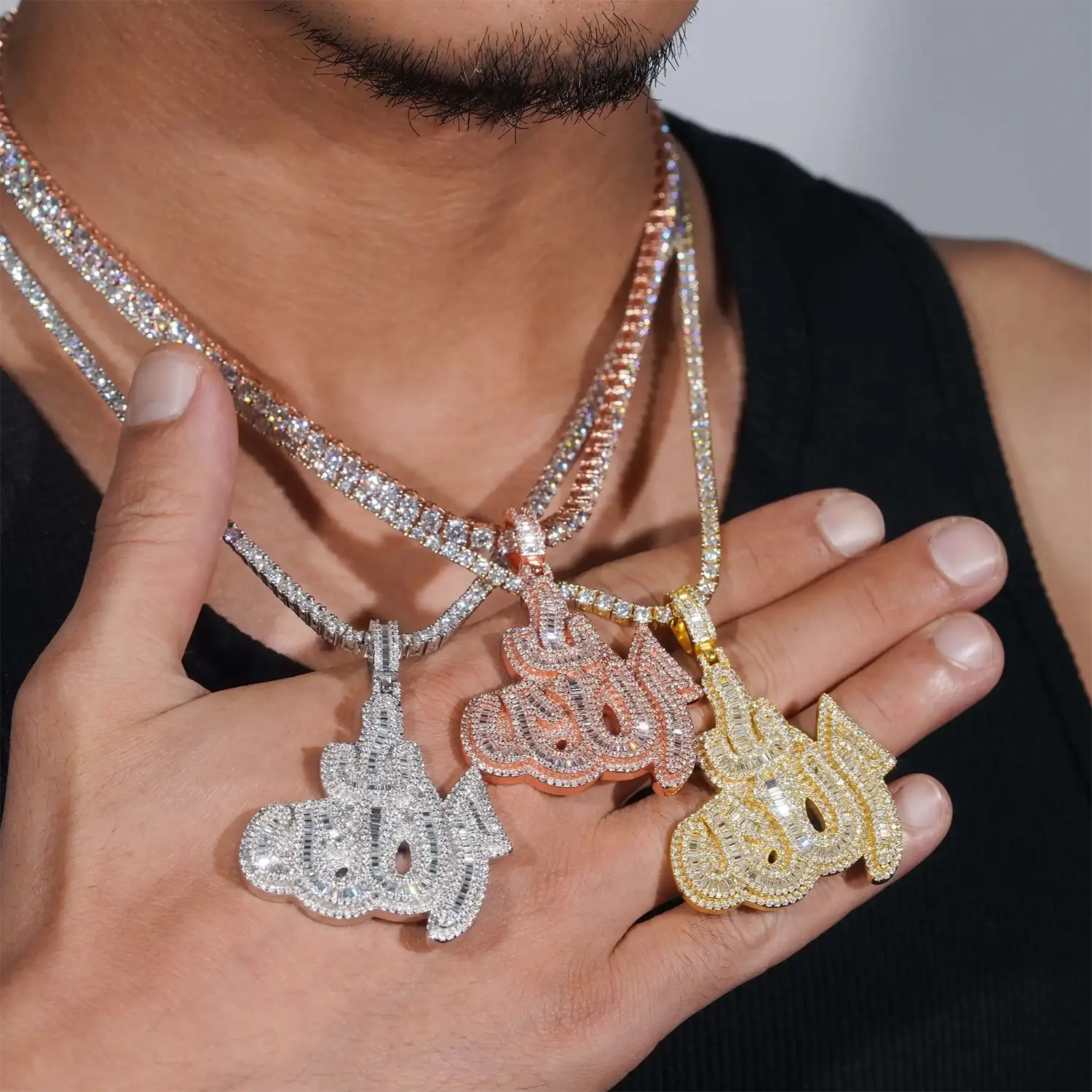 GL Iced Out Allah HipHop Moissanite Pendant Secondary image