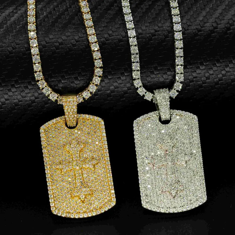 GL Ice Out Hip Hop Cross Dog Tag VVS Moissanite Pendant Secondary image