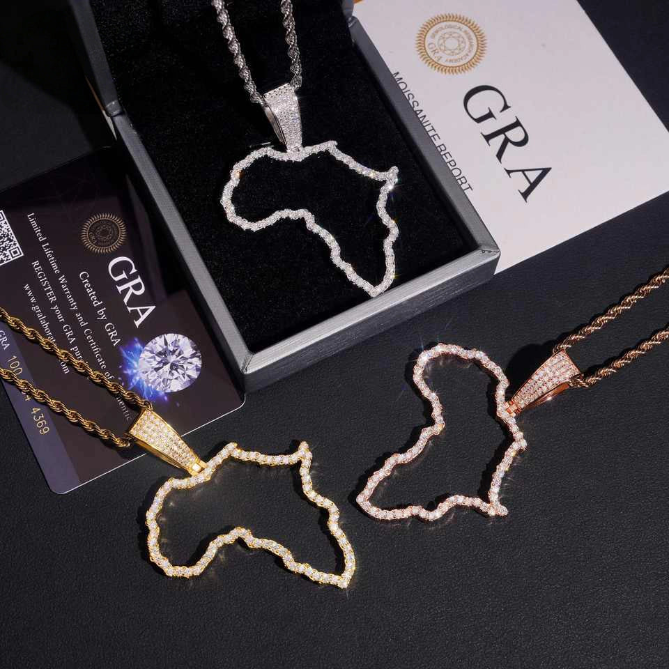 Hollow Map Shaped VVS Moissanite Pendant Secondary image