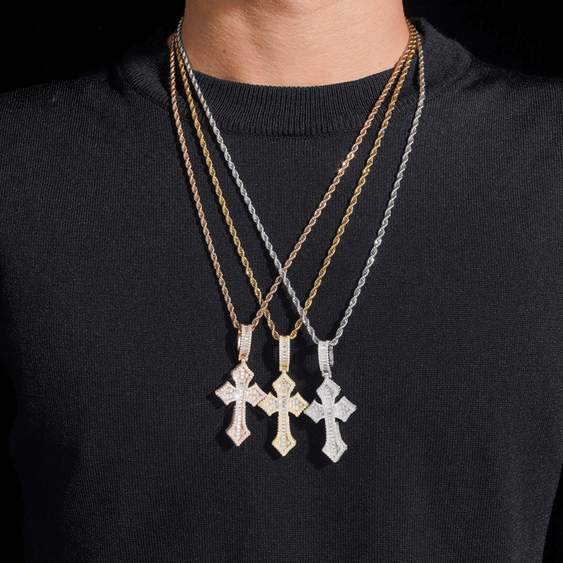 GL Baguette Cross VVS Moissanite Diamond Pendants Main image