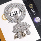 GL Triple Cross Hip Hop Silver Baguette Moissanite Pendant