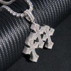 GL Triple Cross Hip Hop Silver Baguette Moissanite Pendant