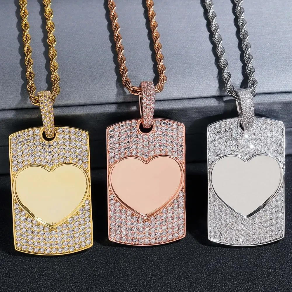 Custom Rectangle Plate Heart Photo Pendant Secondary image