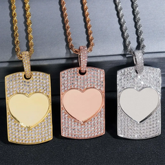 Custom Rectangle Plate Heart Photo Pendant