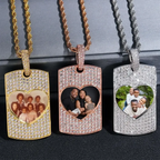 Custom Rectangle Plate Heart Photo Pendant