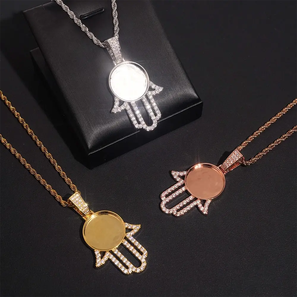Custom Hamsa Hand Photo Pendant