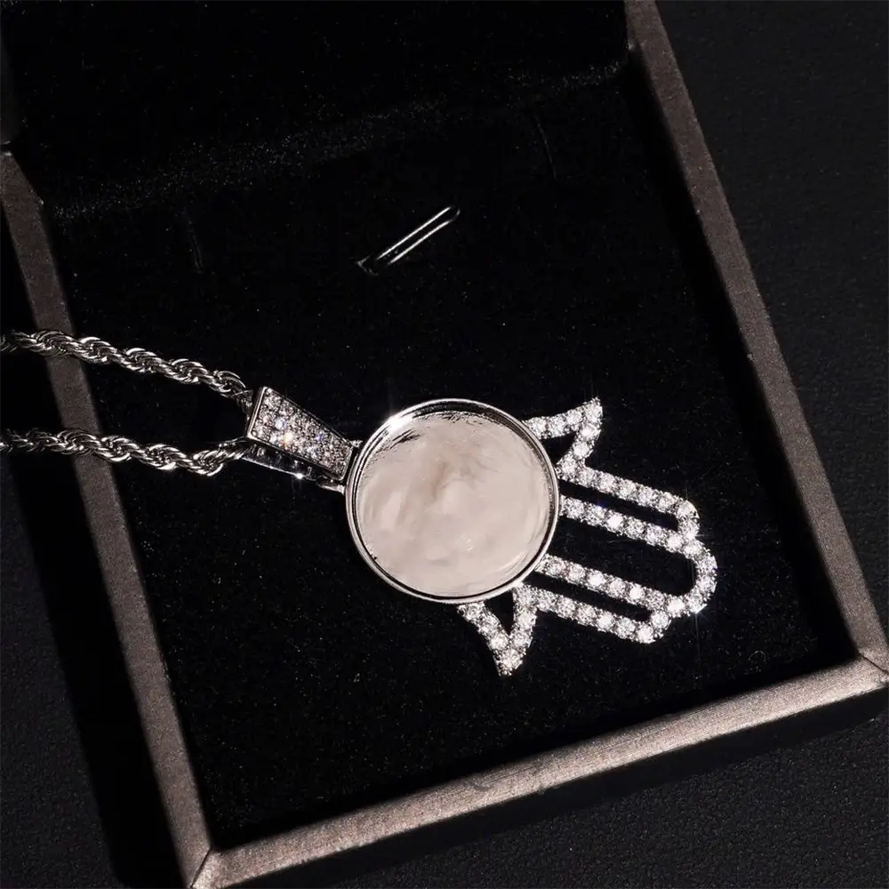 Custom Hamsa Hand Photo Pendant