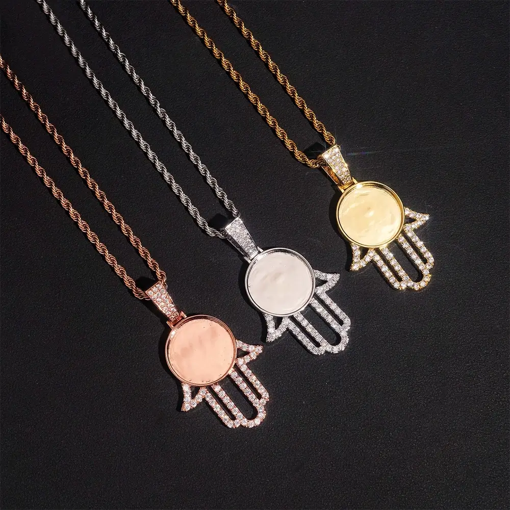 Custom Hamsa Hand Photo Pendant