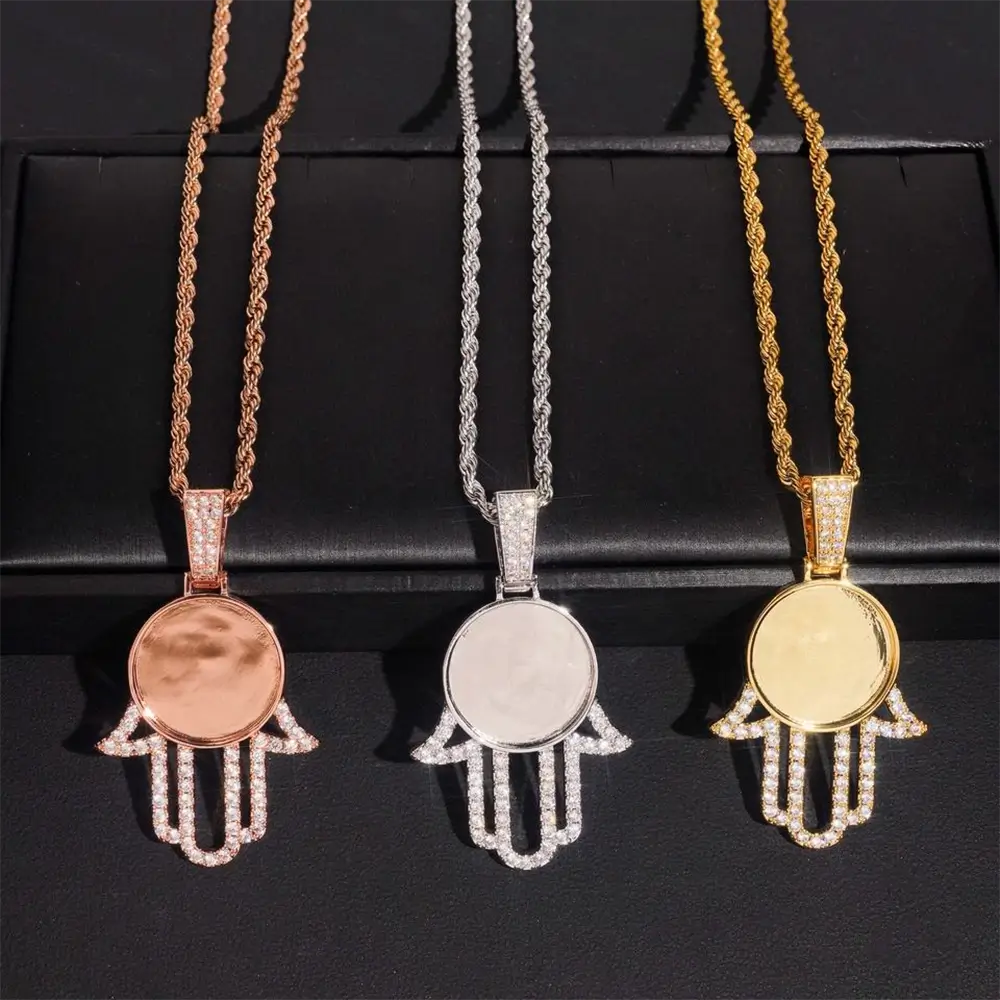 Custom Hamsa Hand Photo Pendant
