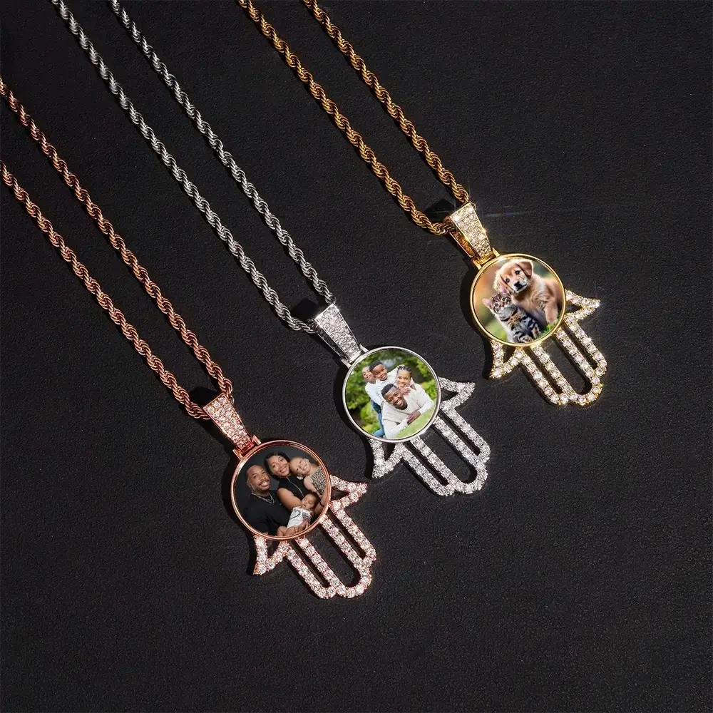 Custom Hamsa Hand Photo Pendant