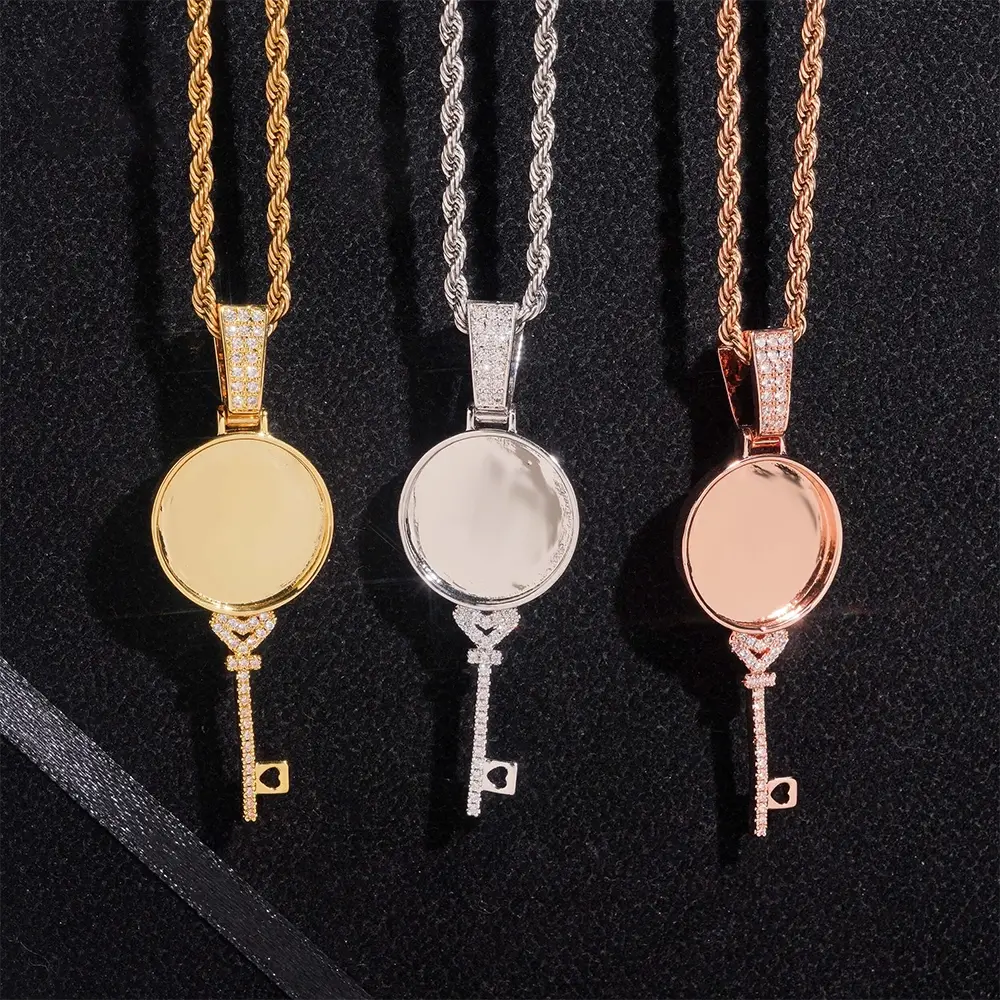 Custom Key Charm Necklace Bezel  Photo Pendant