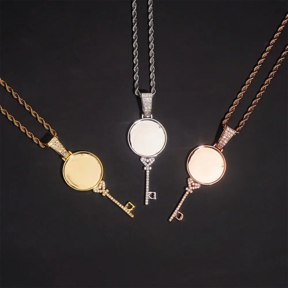 Custom Key Charm Necklace Bezel  Photo Pendant