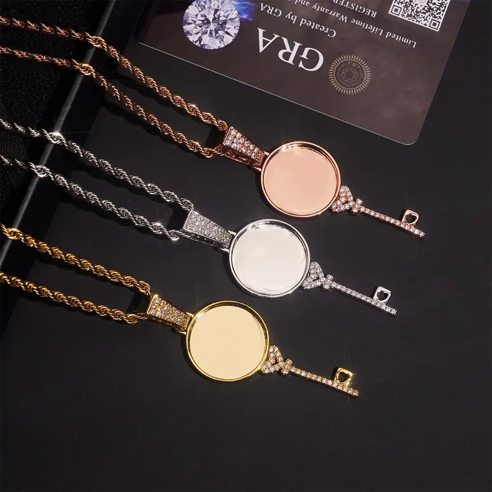 Custom Key Charm Necklace Bezel  Photo Pendant