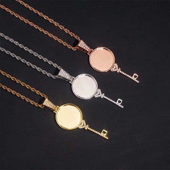 Custom Key Charm Necklace Bezel  Photo Pendant