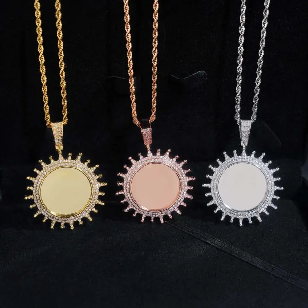 Custom Sunflower Shape Photo Pendant