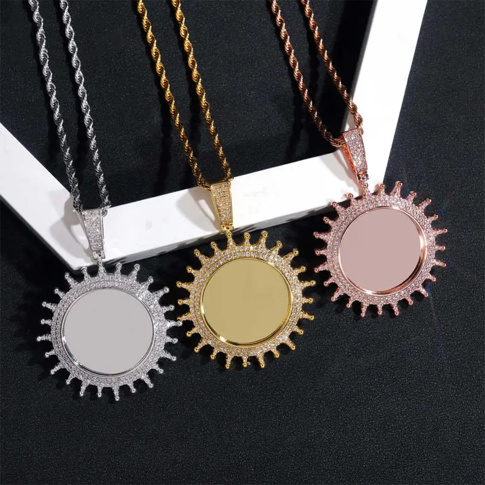 Custom Sunflower Shape Photo Pendant