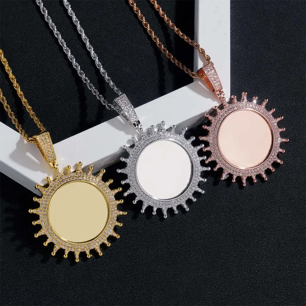 Custom Sunflower Shape Photo Pendant