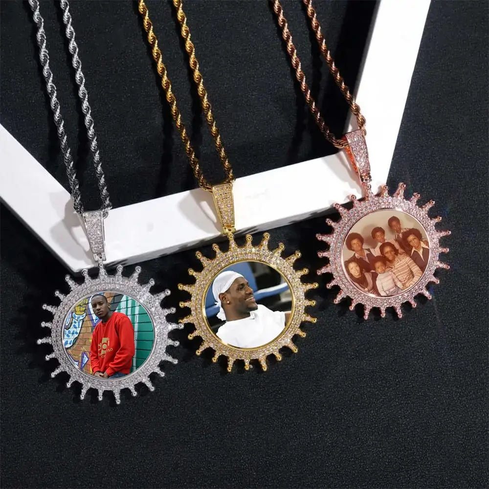 Custom Sunflower Shape Photo Pendant