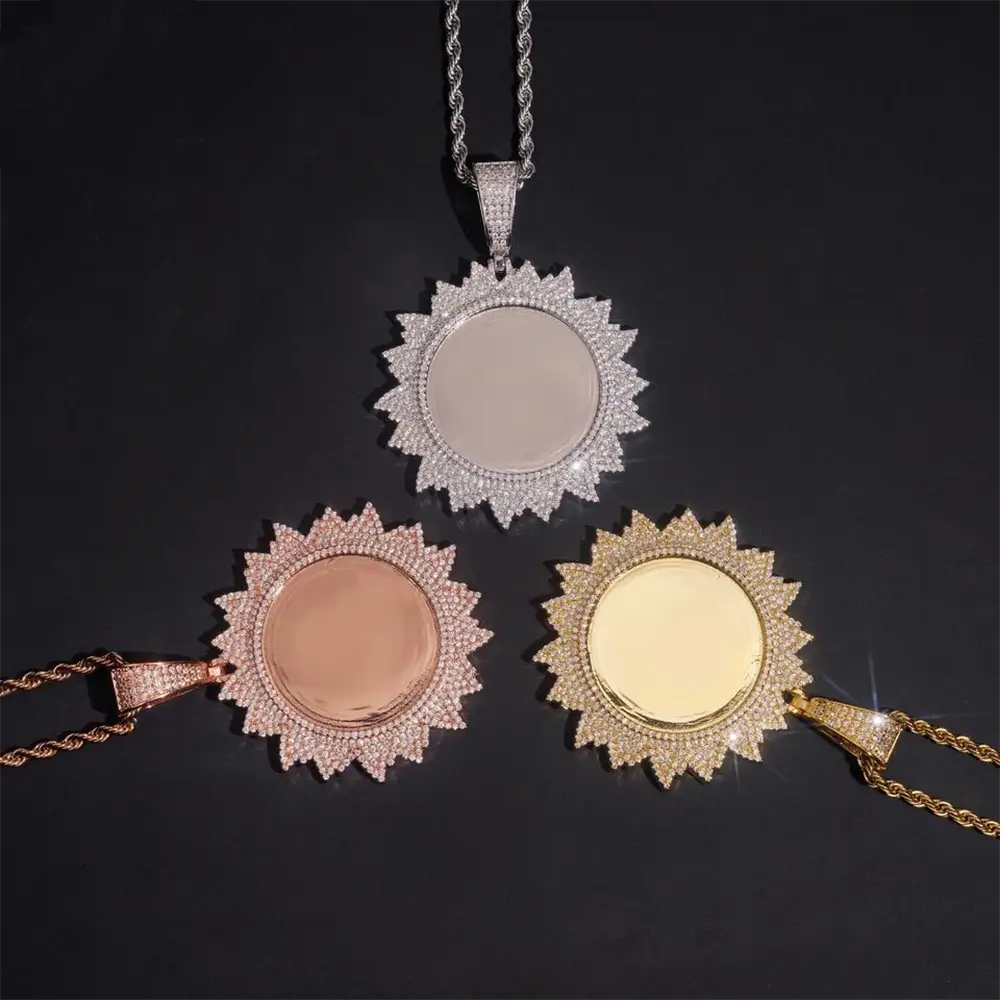 Custom Flower Design Photo Pendant