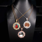Custom Flower Design Photo Pendant