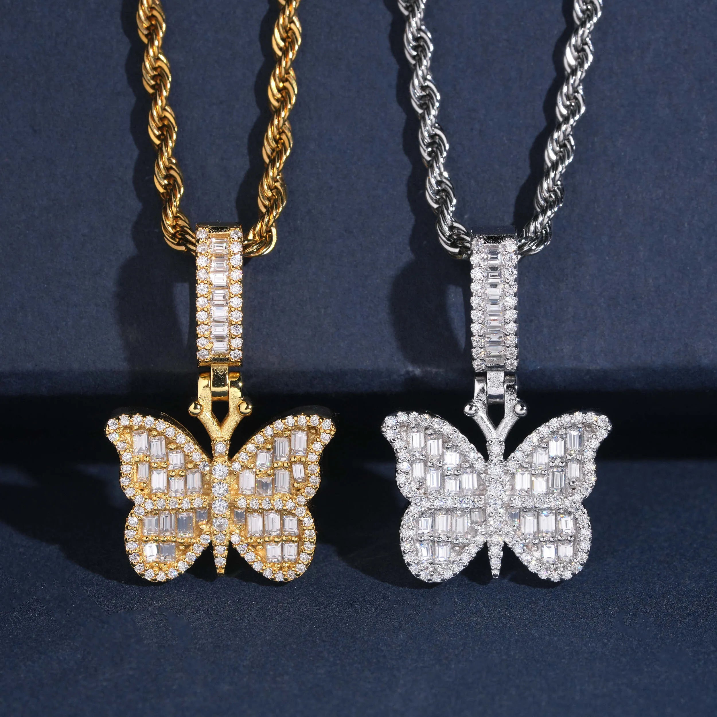 VVS Moissanite Butterfly Pendant 925 Silver
