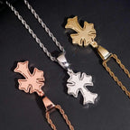 Leaf-Shaped VVS Moissanite Cross Pendant S925 Silver
