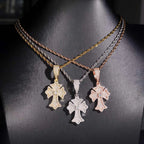 Leaf-Shaped VVS Moissanite Cross Pendant S925 Silver