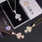 Leaf-Shaped VVS Moissanite Cross Pendant S925 Silver