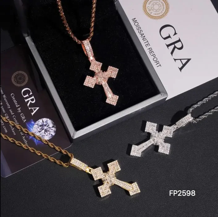 Hip hop Arrow Cross VVS Moissanite Pendant