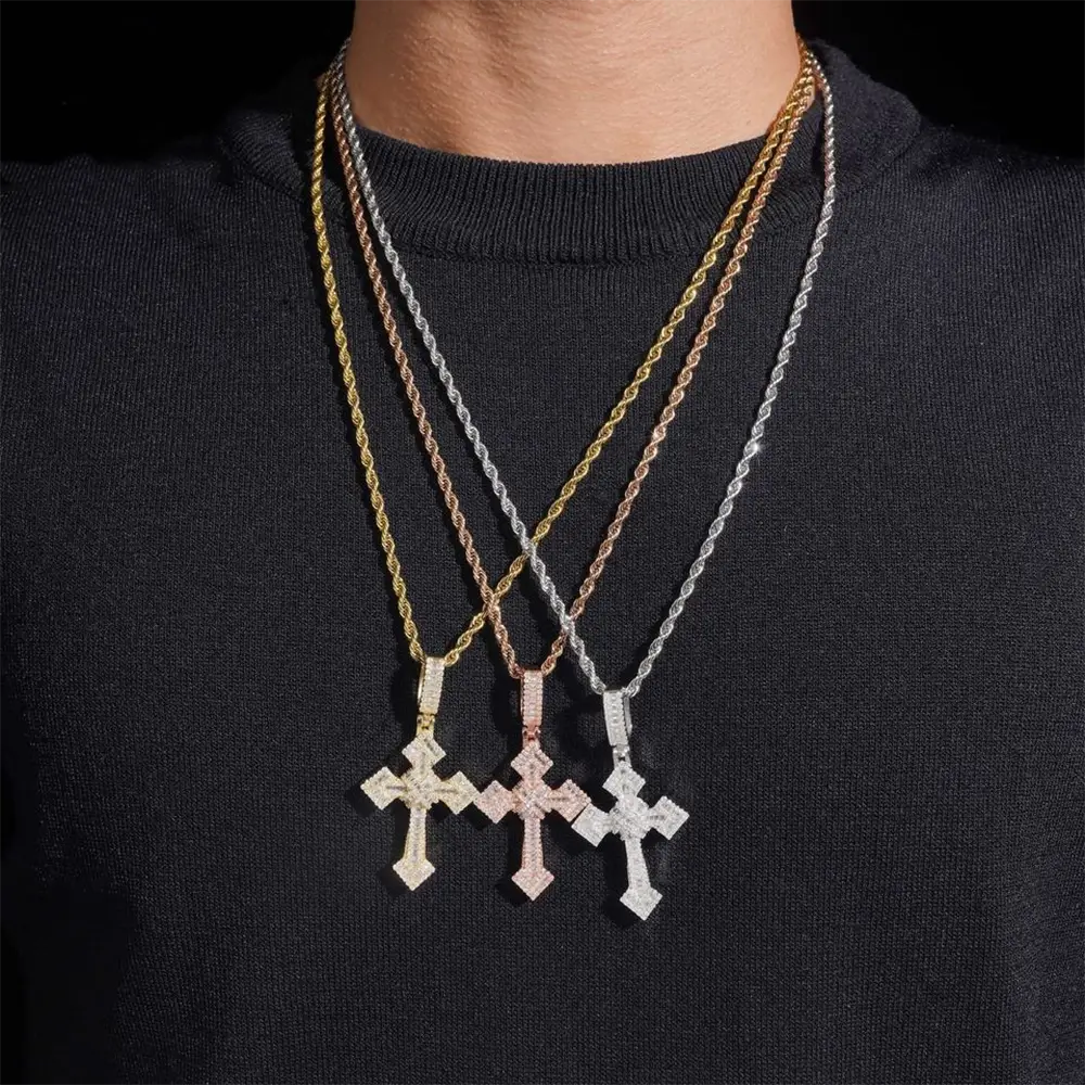 Hip hop Arrow Cross VVS Moissanite Pendant