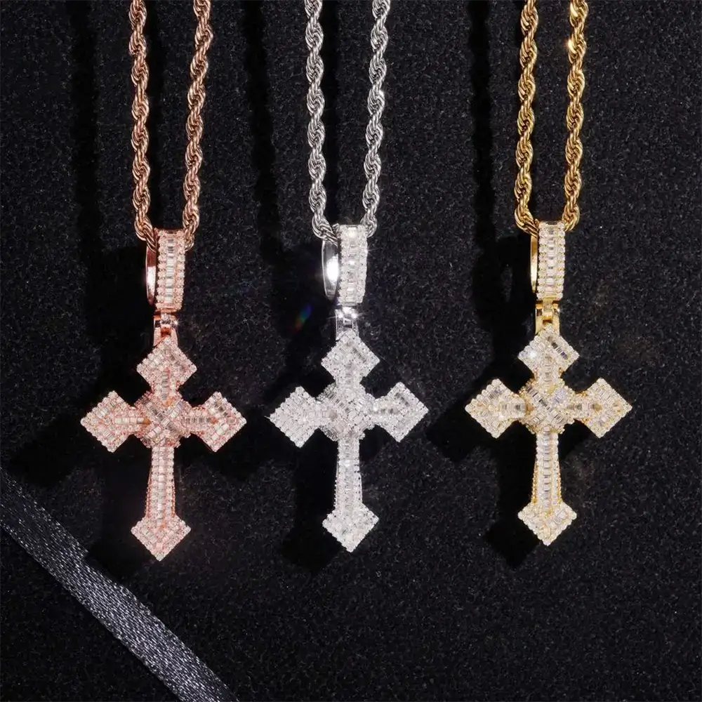 Hip hop Arrow Cross VVS Moissanite Pendant
