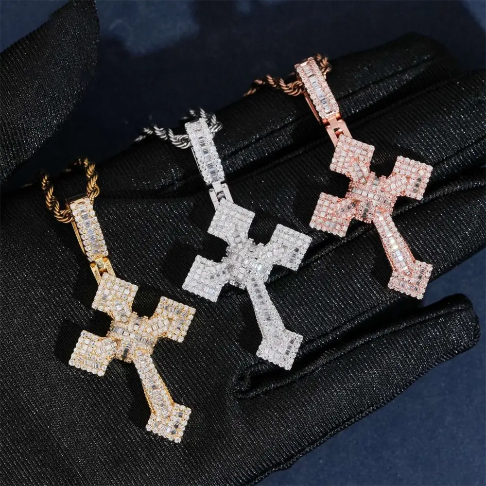 Hip hop Arrow Cross VVS Moissanite Pendant
