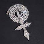Iced Gothic VVS Moissanite Cross Pendant 925 Silver