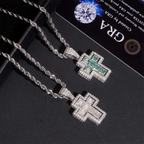Iced Out  Princess Cut Moissanite Cross Pendant Necklace