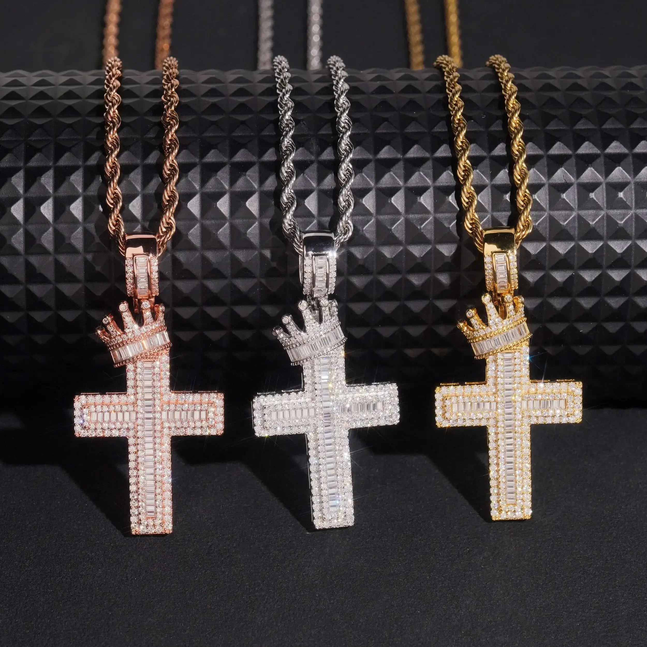 Crown VVS Moissanite Cross Pendant