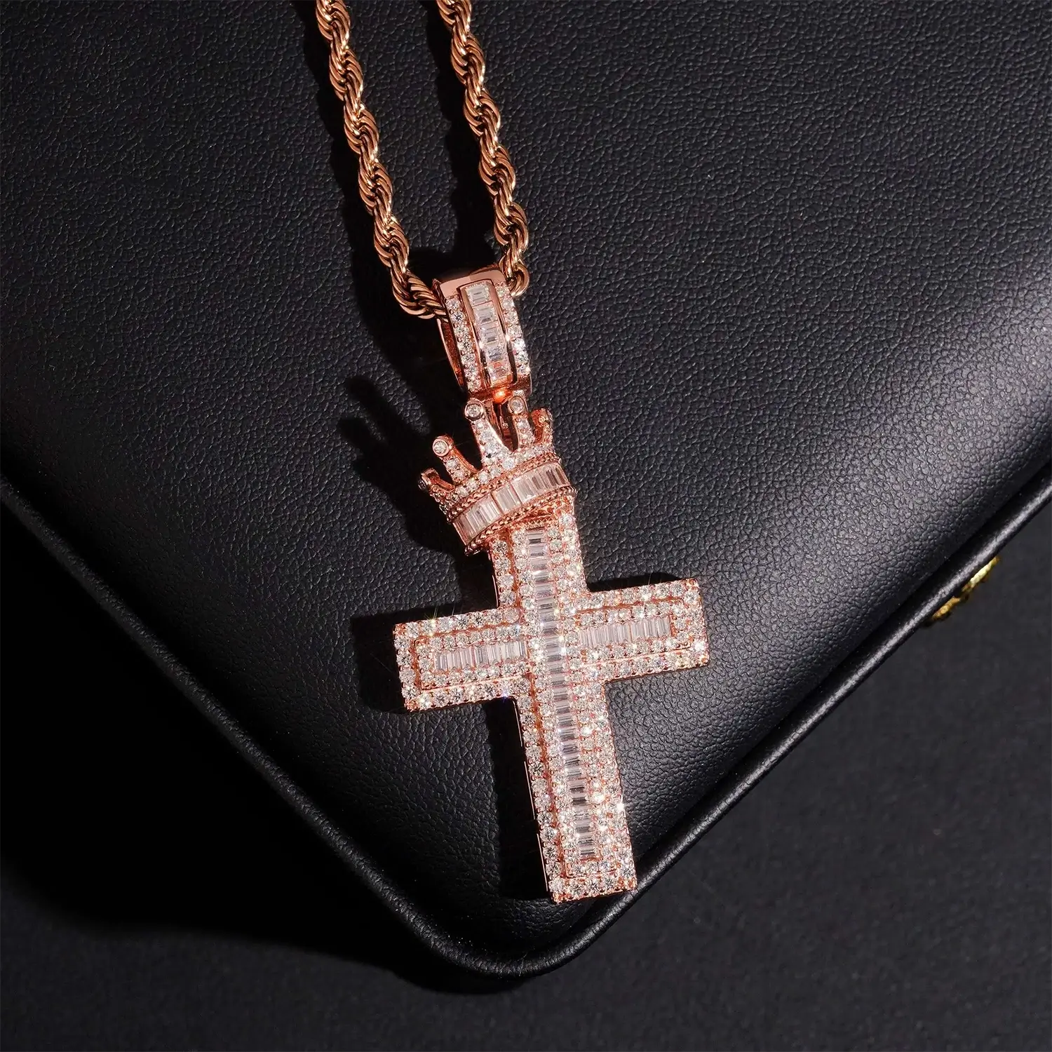 Crown VVS Moissanite Cross Pendant