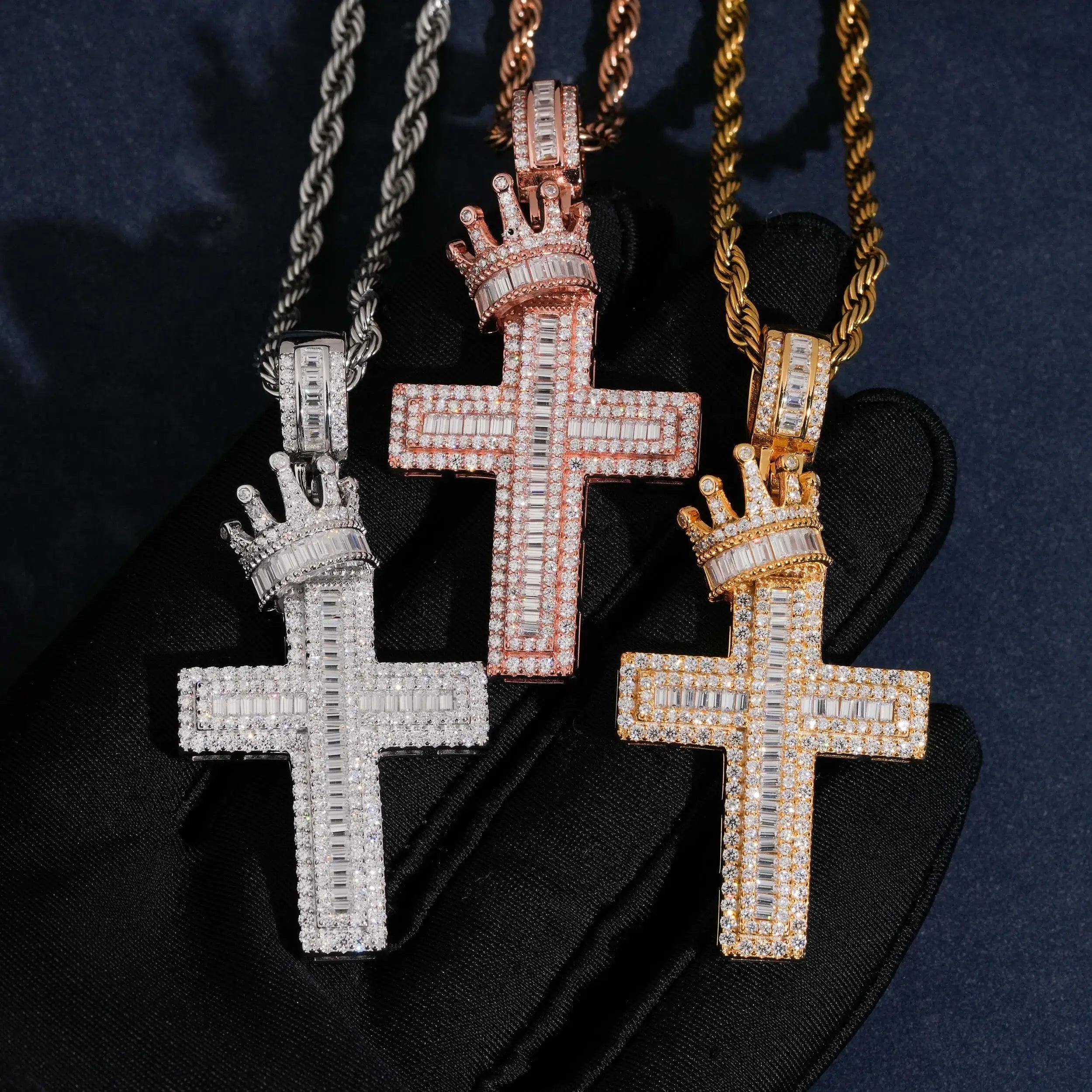 Crown VVS Moissanite Cross Pendant