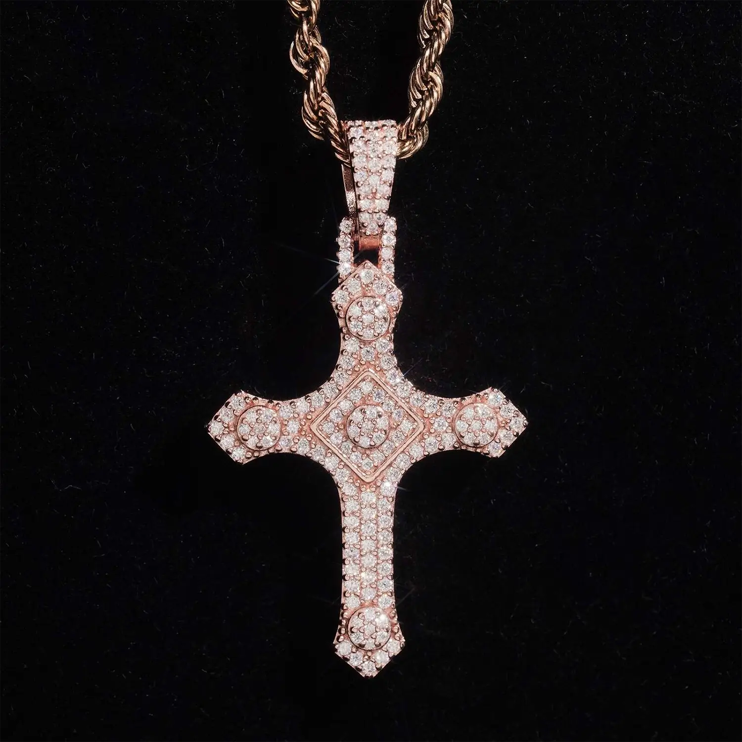 VVS Moissanite Drip Cross Pendant 925 Silver