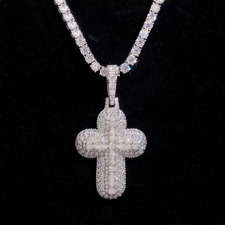 Marquise Stone Iced Out VVS Moissanite Cross Pendant